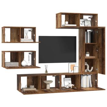 TV-Schrank-Set 6 pcs Altholz 30,5 x 30 x 90 cm Holzwerkstoff