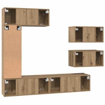 TV-Schrank-Set 6 pcs Eiche handwerklich 30,5 x 30 x 90 cm