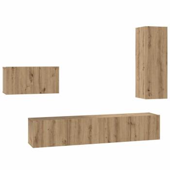 TV-Schrank-Set 4 pcs Eiche handwerklich 30,5 x 30 x 90 cm