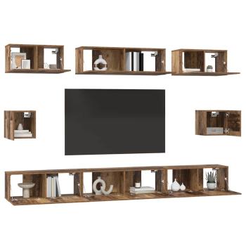 TV-Schrank Set mit Regal 8 pcs Altholz Mittel 30,5 x 30 x 30 cm