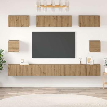ARDEBO.de - TV-Schrank Set mit Regal Wandmontiert Sonstiges mit Speicher 8 pcs Eiche handwerklich
