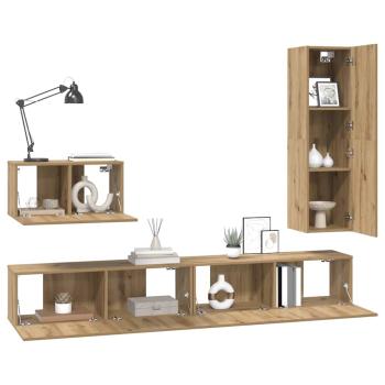 TV-Schrank-Set 4 pcs Eiche handwerklich 30,5 x 30 x 110 cm