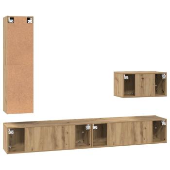 TV-Schrank-Set 4 pcs Eiche handwerklich 30,5 x 30 x 110 cm