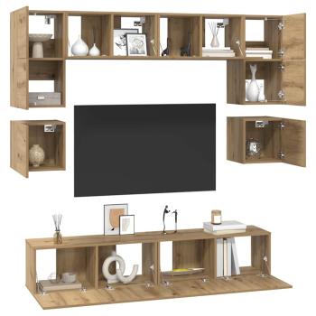 TV-Schrank-Set 8 pcs Eiche handwerklich 80 x 30 x 30 cm