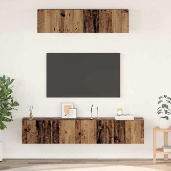 ARDEBO.de - TV-Schrank Set Wandmontiert Sonstiges mit Speicher mit Tür 4 pcs Altholz Mittel Holzwerkstoff