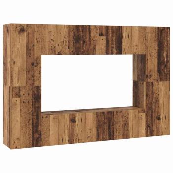 TV-Schrank-Set mit Regal Wandmontiert mit Speicher mit Tür 8 pcs Altholz 60 x 30 x 30 cm
