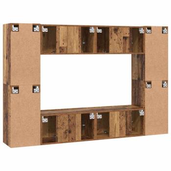 TV-Schrank-Set mit Regal Wandmontiert mit Speicher mit Tür 8 pcs Altholz 60 x 30 x 30 cm