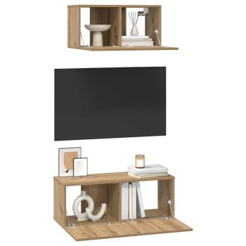 TV-Schrank Set 2 pcs Eiche handwerklich 80 x 30 x 30 cm