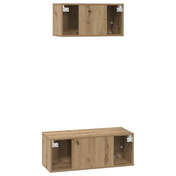 TV-Schrank Set 2 pcs Eiche handwerklich 80 x 30 x 30 cm