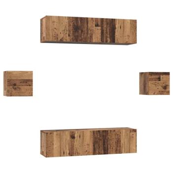 TV-Schrank-Set 6 pcs Altholz Mittel 30,5 x 30 x 30 cm