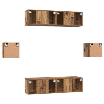 TV-Schrank-Set 6 pcs Altholz Mittel 30,5 x 30 x 30 cm