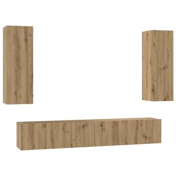 TV-Schrank-Set 4 pcs Eiche handwerklich 30,5 x 30 x 90 cm