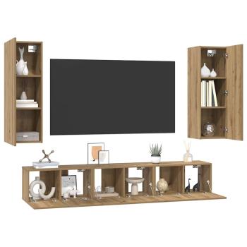 TV-Schrank-Set 4 pcs Eiche handwerklich 30,5 x 30 x 90 cm