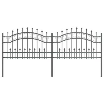 Gartenzaun Grau 115 cm Pulverbeschichteter Stahl