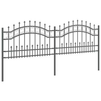 Gartenzaun Grau 115 cm Pulverbeschichteter Stahl