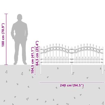 Gartenzaun Grau 115 cm Pulverbeschichteter Stahl