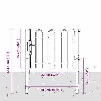 Zauntor Grau 100 x 75 cm Pulverbeschichteter Stahl