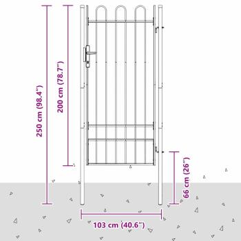 Zauntor Grau 100 x 200 cm Pulverbeschichteter Stahl