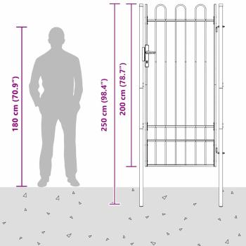Zauntor Grau 100 x 200 cm Pulverbeschichteter Stahl