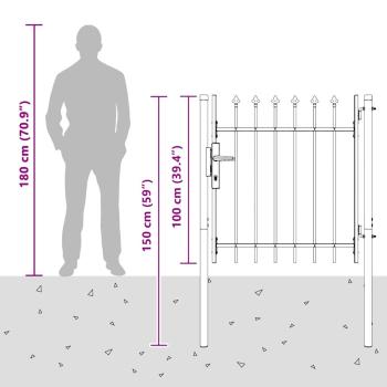 Zauntor Grau 100 x 100 cm Pulverbeschichteter Stahl