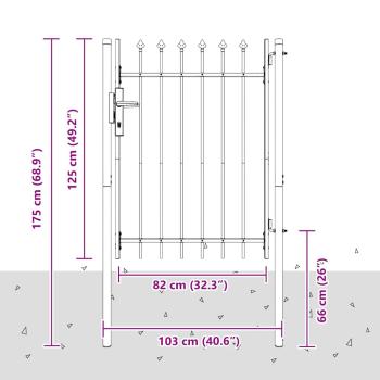 Zauntor Grau 100 x 120 cm Pulverbeschichteter Stahl