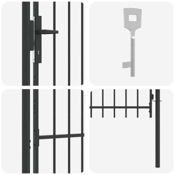 Zauntor Grau 100 x 150 cm Pulverbeschichteter Stahl