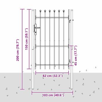 Zauntor Grau 100 x 150 cm Pulverbeschichteter Stahl
