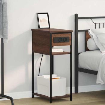 ARDEBO.de - Nachttisch Braune Eiche 41 x 28 x 76 cm Holzwerkstoff