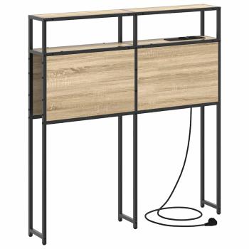 Stauraum-Kopfteil Wandmontiert mit Kopfteil mit Speicher Sonoma Eiche 75 cm Holzwerkstoff
