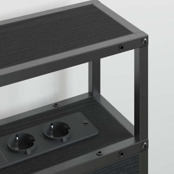 Stauraum-Kopfteil Schwarz Eichen-Optik Holzwerkstoff