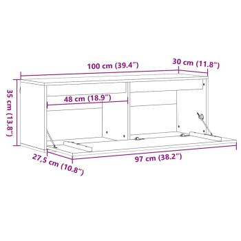 Wandschrank Wachsbraun 100 x 30 x 35 cm Massives Kiefernholz