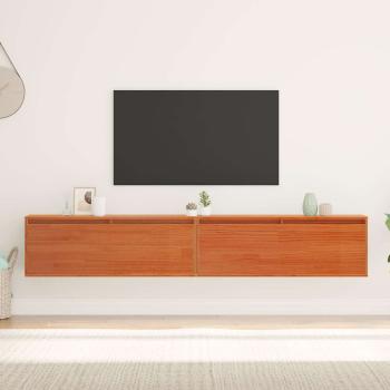 ARDEBO.de - Wandschränke Wandmontiert mit Speicher mit Tür 2 pcs Wachsbraun 100 x 30 x 35 cm