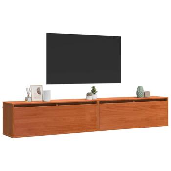 Wandschränke Wandmontiert mit Speicher mit Tür 2 pcs Wachsbraun 100 x 30 x 35 cm