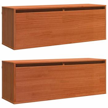 Wandschränke Wandmontiert mit Speicher mit Tür 2 pcs Wachsbraun 100 x 30 x 35 cm