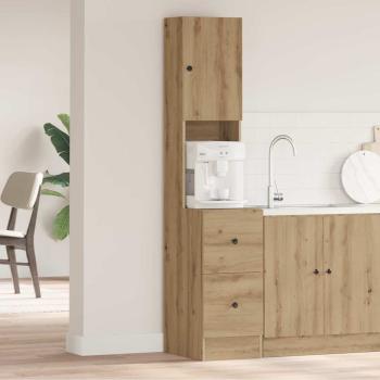 ARDEBO.de - Küchenschrank mit Schubladen mit Regal mit Speicher mit Tür Eiche handwerklich Holzwerkstoff
