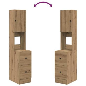 Küchenschrank mit Schubladen mit Regal mit Speicher mit Tür Eiche handwerklich Holzwerkstoff