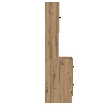 Küchenschrank mit Schubladen mit Regal mit Speicher mit Tür Eiche handwerklich Holzwerkstoff