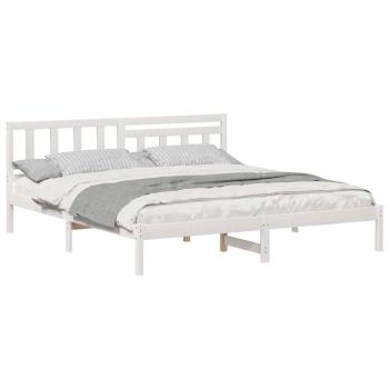 Bettgestell mit Kopfteil Weiß 200 x 200 cm Massivkiefer