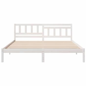 Bettgestell mit Kopfteil Weiß 200 x 200 cm Massivkiefer