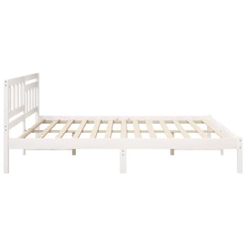Bettgestell mit Kopfteil Weiß 200 x 200 cm Massivkiefer