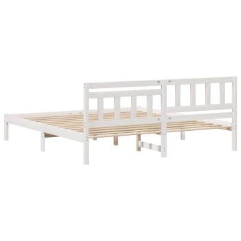 Bettgestell mit Kopfteil Weiß 200 x 200 cm Massivkiefer