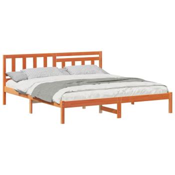 Bettgestell mit Kopfteil Wachsbraun 200 x 200 cm Massivkiefer