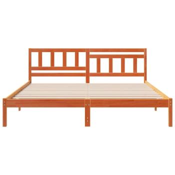 Bettgestell mit Kopfteil Wachsbraun 200 x 200 cm Massivkiefer