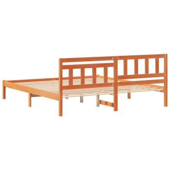 Bettgestell mit Kopfteil Wachsbraun 200 x 200 cm Massivkiefer