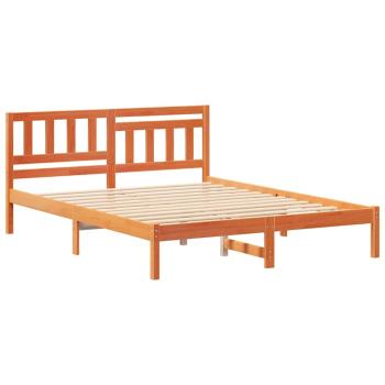 Bettgestell mit Kopfteil Wachsbraun 150 x 200 cm Massivkiefer
