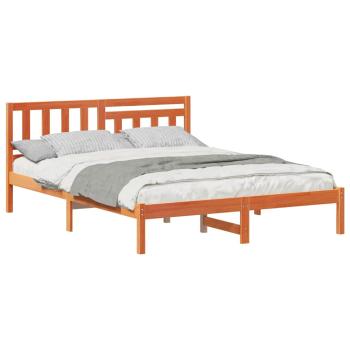 Bettgestell mit Kopfteil Wachsbraun 150 x 200 cm Massivkiefer