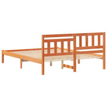 Bettgestell mit Kopfteil Wachsbraun 150 x 200 cm Massivkiefer