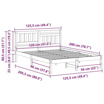 Bettgestell mit Kopfteil Braun 120 x 200 cm Massivkiefer