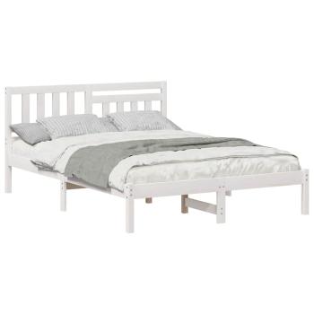 Bettgestell mit Kopfteil Weiß 140 x 190 cm Massivkiefer