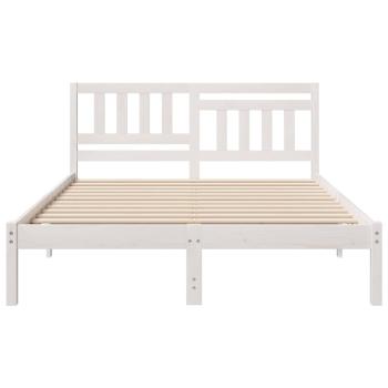 Bettgestell mit Kopfteil Weiß 140 x 190 cm Massivkiefer